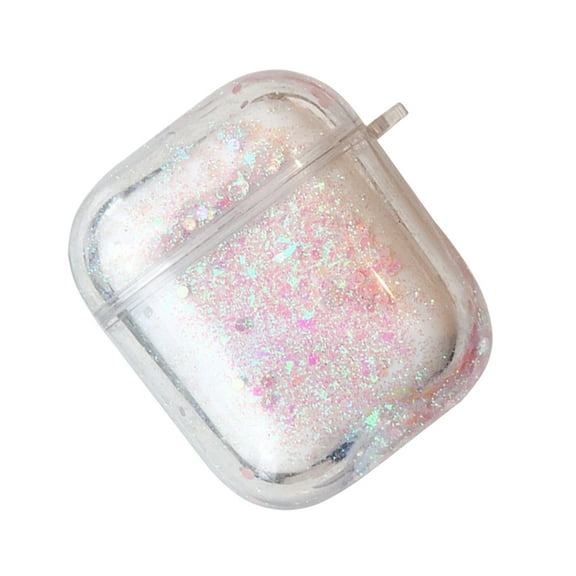 1pc Wireless Earphone Case Protective Earphone Shell Earphone Cover Glitter Decor Compatible for AirPods1/2 (Pink)