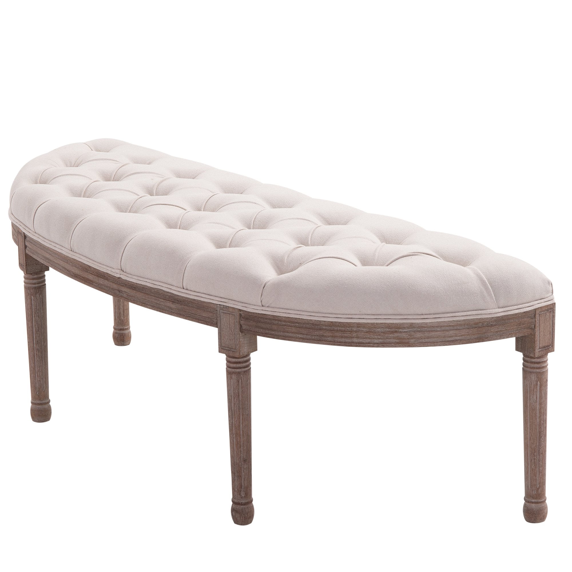 Tufted Half Circle Ottoman Bench Seat - Off White - Walmart.com