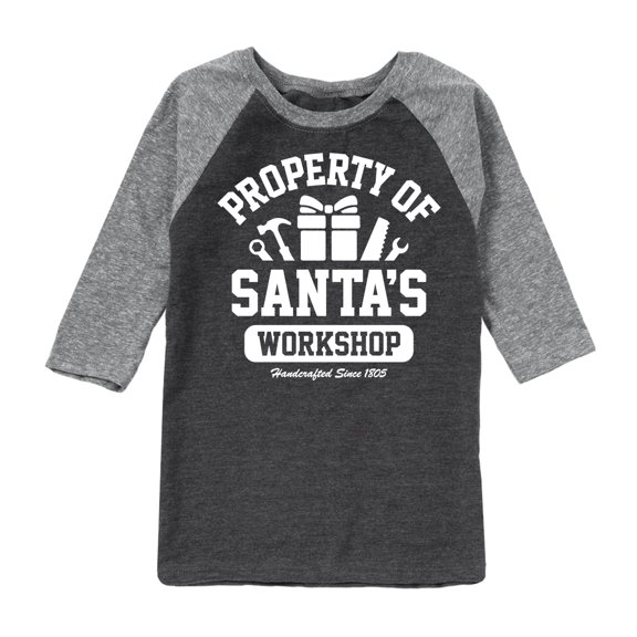 Instant Message - Property Of Santas Workshop - Toddler & Youth Raglan Graphic T-Shirt