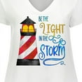 thumbnail image 4 of Inktastic Be the Light in the Storm Lighthouse Women's Plus Size V-Neck T-Shirt, 4 of 5
