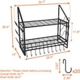 thumbnail image 2 of 35 Inch Pot Rack Wall Mounted, 2 Tier Pots and Pans Organizer with 20 Hooks and 6 Pot Lid Holders, Heavy Duty Steel Pot and Pan Hanger for Kitchen Cookware Utensils Storage 34.7" Lx13 Wx26.4 H, 2 of 7