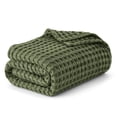 thumbnail image 1 of Manta Bedsure de algodón refrescante con forma de gofre, tamaño king, color verde, 264 x 229 cm, 1 of 7
