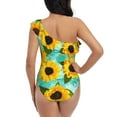 thumbnail image 5 of Haiem Sunflowers With Green Leaves Women's One Piece Swimsuits Tummy Control One Shoulder Bathing Suits Ruffle Swimwear-Small, 5 of 8