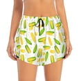 thumbnail image 2 of Balery Cartoon Corn Pantalones cortos deportivos para mujer con forro y dos bolsillos, elásticos, para entrenamiento, gimnasio, yoga-Small, 2 of 7