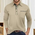 thumbnail image 2 of Mens Polo Shirts Male Slim Fit Long Sleeve Shirt Stylish Contrast Collar Casual Button Down Shirt With Chest Pocket For Fall Winter Tops Golf Shirts For Men, 2 of 7