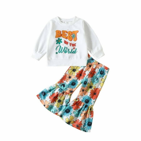 

LWZWM Newborn Baby Girls Kid Clothes Outfits Set Autumn Winter Girls Boys Cotton Crew Neck Long Sleeve Casual Print Trousers Set White 18-24 Months
