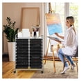 thumbnail image 2 of Rolling Cart With Storage Drawers, Utility Cart With Removable Plastic Drawers, Lockable Wheels for Classroom Organization, Art Supplies, Office, Scrapbook (20 Drawers, Black), 2 of 8