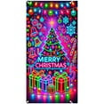 thumbnail image 2 of Hometravel Glowing Christmas Door Cover, Santa and Tree Printed Holiday Banner, Lighted Indoor Outdoor Decoration for Party, Home Entryway, Festive Display, 2 of 6