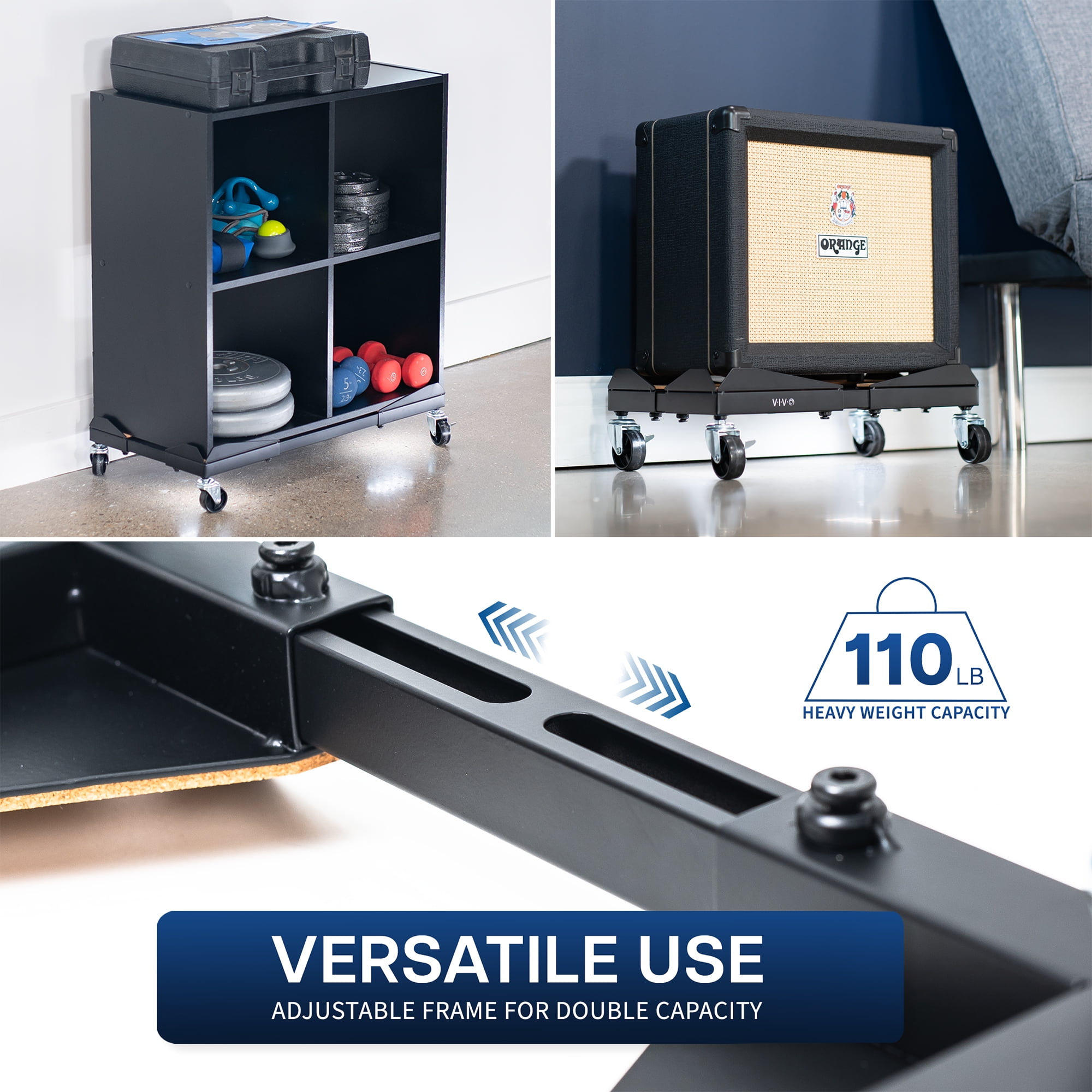 VIVO Black Premium Large PC Cart, CPU Rolling Stand, Adjustable Computer Trolley