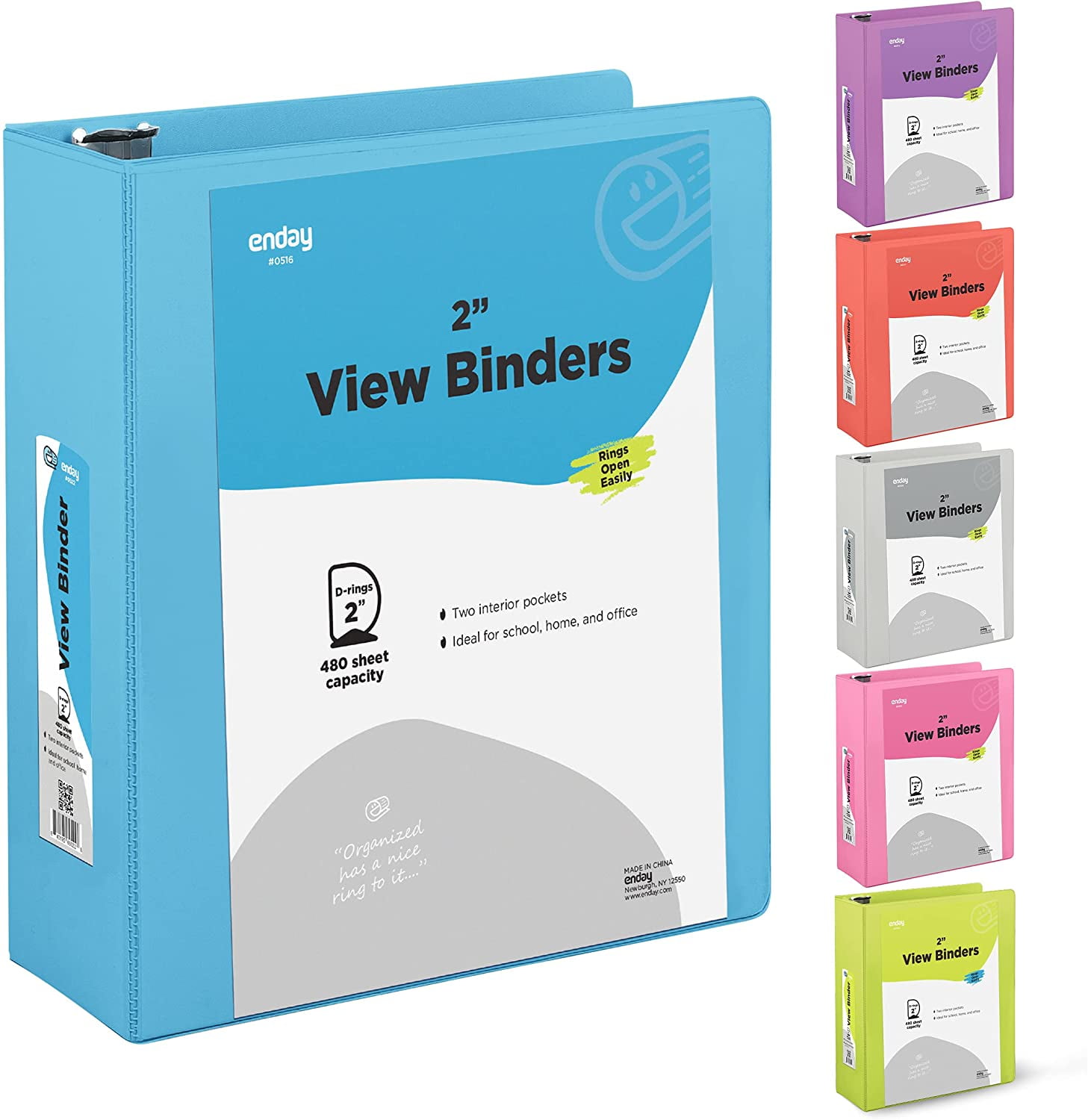 3 Inch Binder 3 Ring Binders Blue, Slant DRing 3” Clear View Cover with 2 Inside Pockets, Heavy