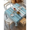 thumbnail image 6 of Teal Nordic Style Stripes Table Cloth, Turquoise Texture Waterproof Tablecloth for Square Tables, Reusable Washable Fabric Table Cover for Restaurant Kitchen Dining Tables 54"x54", 6 of 6