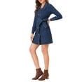 thumbnail image 4 of INSPIRE CHIC Women's Jean Dress Turnover Collar Double Breasted Button Down Denim Dresses Blue L, 4 of 6