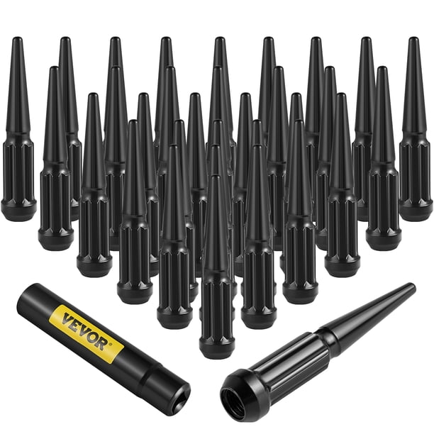 20 écrous De Roue à Pointes Noirs – 12x1.5 – Acier Allié Pour Jantes
