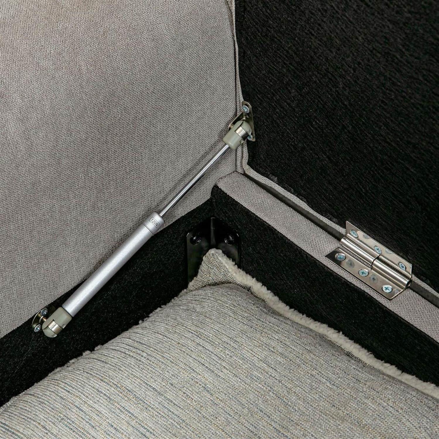 Demi Bonn 22" Storage Ottoman, Cozy Footrest End of Bed Bench with Rolled Arms, Wooden Legs, Tufted Bench, Bedside Bench, Gray