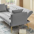 thumbnail image 3 of Leumius Velvet Futon Sofa Bed,Adjustable Convertible Folding Sleeper Couch Bed for Compact Living Spaces,Gray 02, 3 of 8