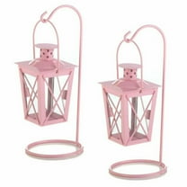 Home Decorative Hanging Railroad Lanterns Pair - Pink