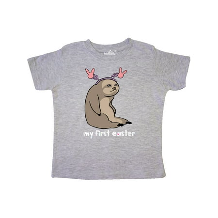 

Inktastic My 1st Easter Sloth with Pink Bunny Ears Gift Toddler Boy or Toddler Girl T-Shirt