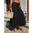thumbnail image 4 of Women Solid High Waist Tiered Pleated A-Line Maxi Cake Skirt, 4 of 6