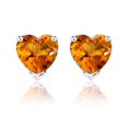 thumbnail image 1 of JeenMata Hermosos Aretes Tipo Botón con Corte de Corazón de 1 Quilate, Citrino (Piedra Natal de Noviembre) en Baño de Oro Blanco de 18 K sobre Plata, 1 of 5