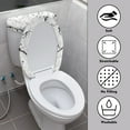 thumbnail image 3 of Yuyamidu White Marble Print Toilet Seat Cover Set 2 Pieces Toilet Lid Dust Cover and Toilet Tank Lid Cover Home Decoration Soft Toilet Lid Cushion and Tank Mat, 3 of 7
