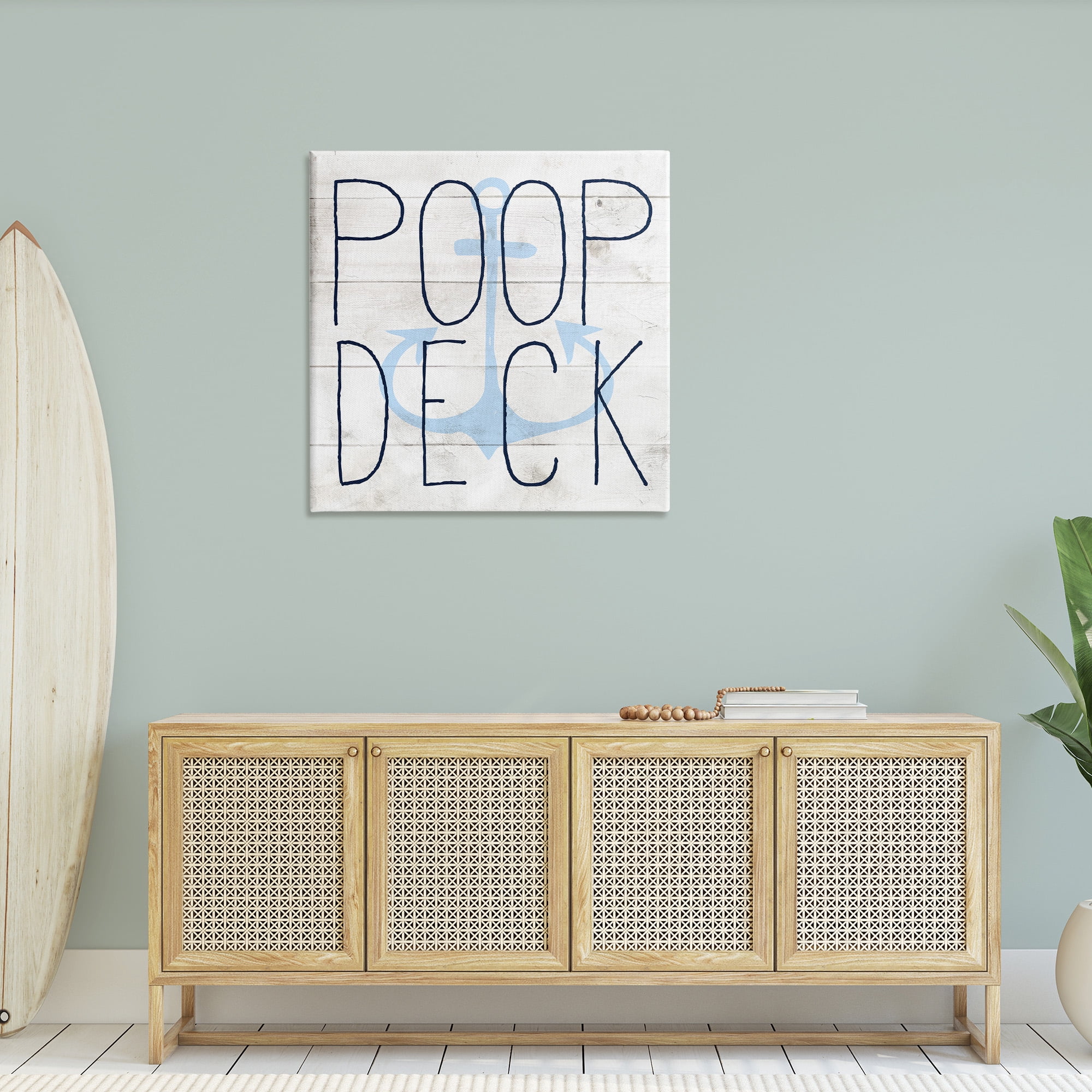 Stupell Industries Poop Deck Funny Beach House Typography Painting Gallery Wrapped Canvas Art Print Wall Art, 36 x 36