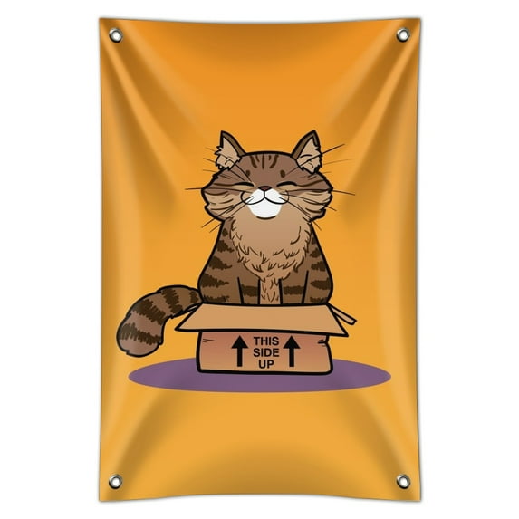 Cat Sitting in Box Home Business Office Sign