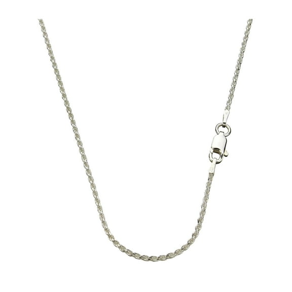 Sterling Silver 1.5mm Diamond-Cut Rope Nickel Free Chain Necklace Italy, 22"