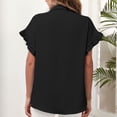 thumbnail image 4 of Solapa camisa versátil con cuello en v mangas de encaje top top suelto para mujer top transpirable para mujer Camisas con botones para mujer Casual cuello en V mangas de encaje ANGGREK Otros, 4 of 6
