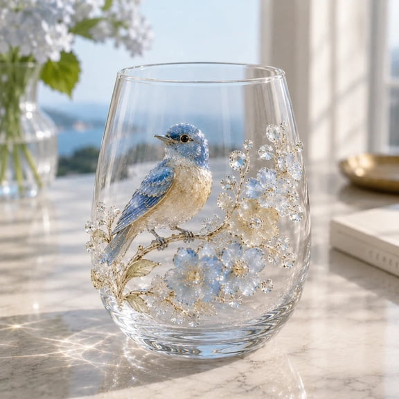 15oz Animal Themed Glass Cup, Nature Inspired Large Capacity Tumbler with Exquisite Details for Daily Drinks.