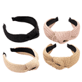 thumbnail image 1 of Diademas de moda para mujer, diademas cruzadas negras de corte ancho vintage con nudo de lazo para niñas, accesorios para el cabello, 1 of 5