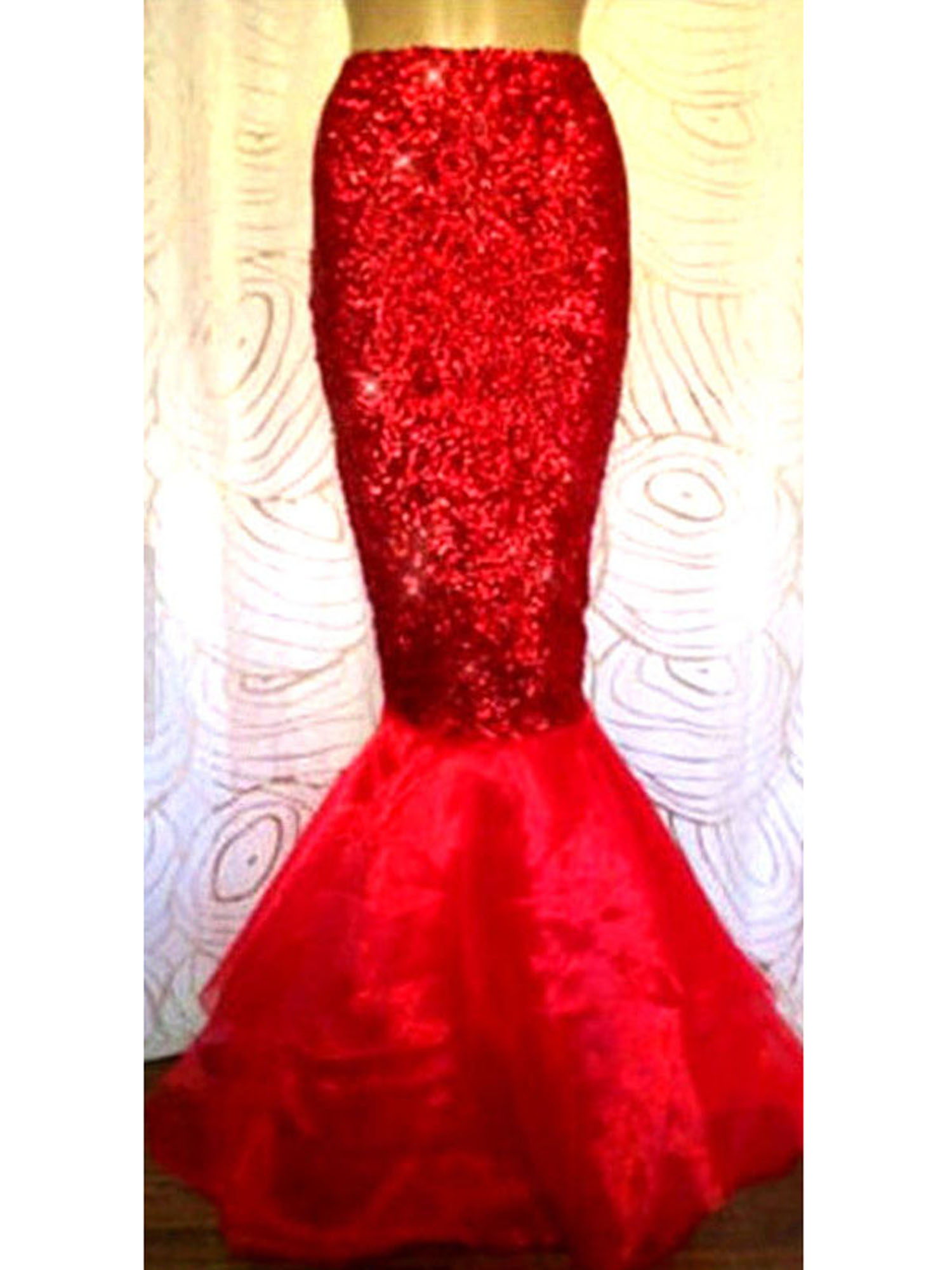 red mermaid tail dress
