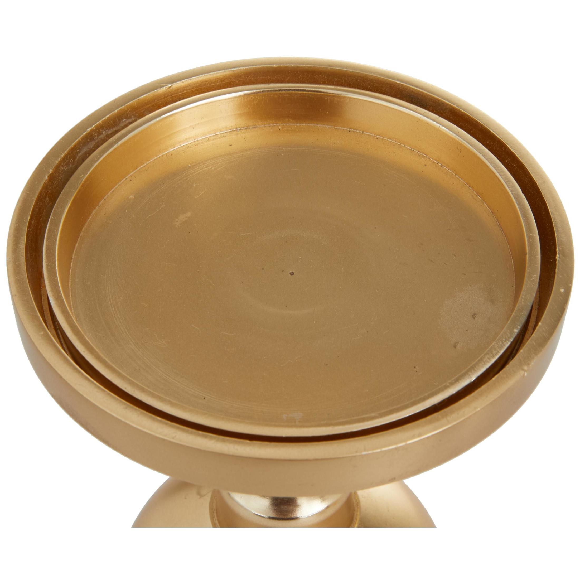 DecMode 3 Candle Gold Aluminum Metal Pillar Candle Holder, Set of 3