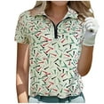 thumbnail image 2 of Blouses pour Femmes, Chemise de Sport Décontractée pour Femmes, Blouses à Col en V avec Fermeture Éclair, Manches Courtes, Col Rabattu, 2 of 7