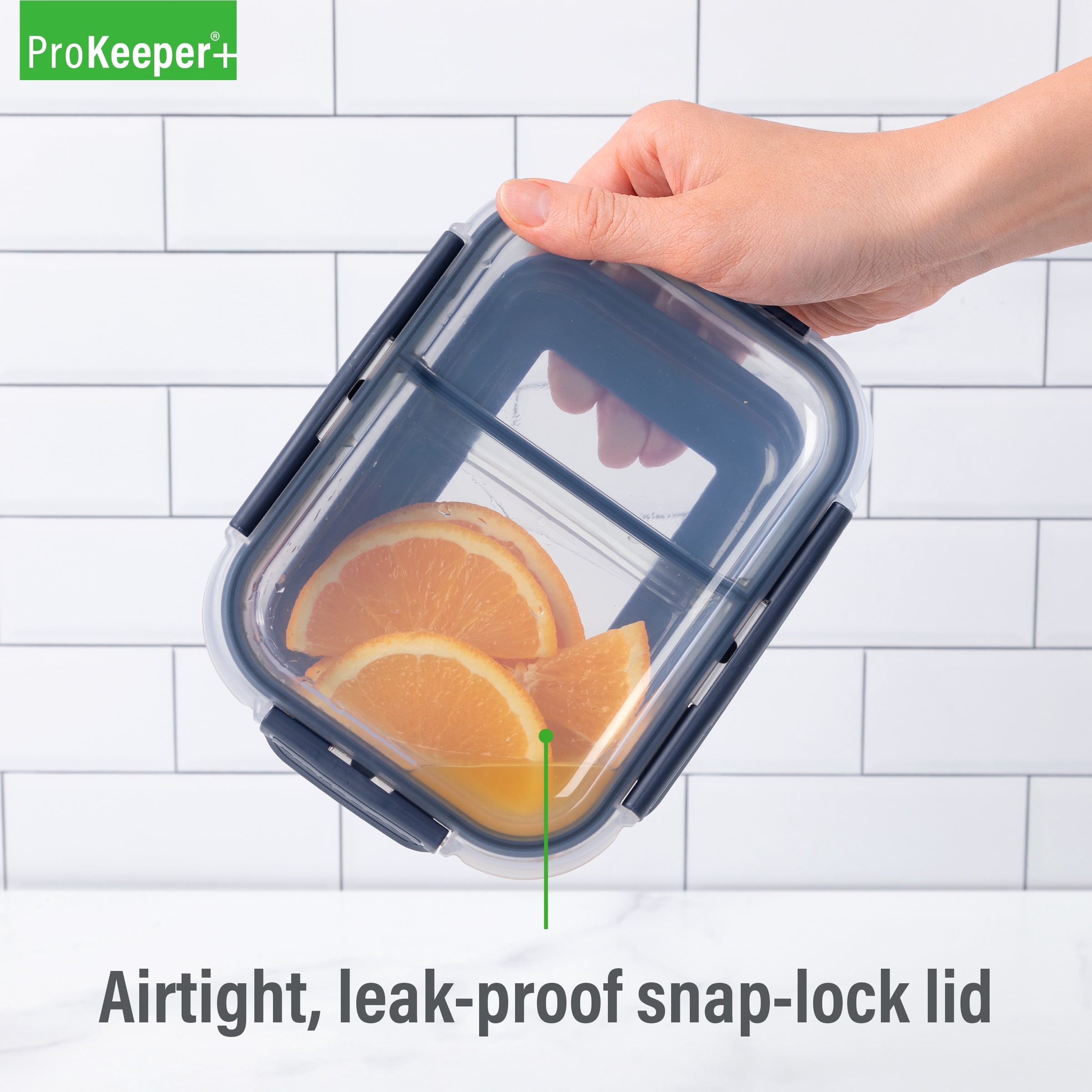 (4 pack) ProKeeper+ Borosilicate Glass Lunch and Salad Storage Container with Silicone Base and Snap-Lock Lid