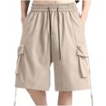thumbnail image 3 of cllios Men's Multi Pockets Cargo Shorts Big and Tall Drawstring Elastic Waist Cargo Shorts for Men Summer Lightweight Casual Loose Work Shorts, 3 of 9
