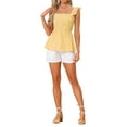 thumbnail image 2 of INSPIRE CHIC Women's Gingham Peplum Top Square Neck Sleeveless Summer Plaid Blouse S Yellow, 2 of 5