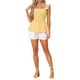 thumbnail image 2 of INSPIRAR CHIC Blusa de Gingham con Peplum para Mujeres, Cuello Cuadrado, Sin Mangas, Estilo Verano, Cuadros, Amarillo, 2 of 5