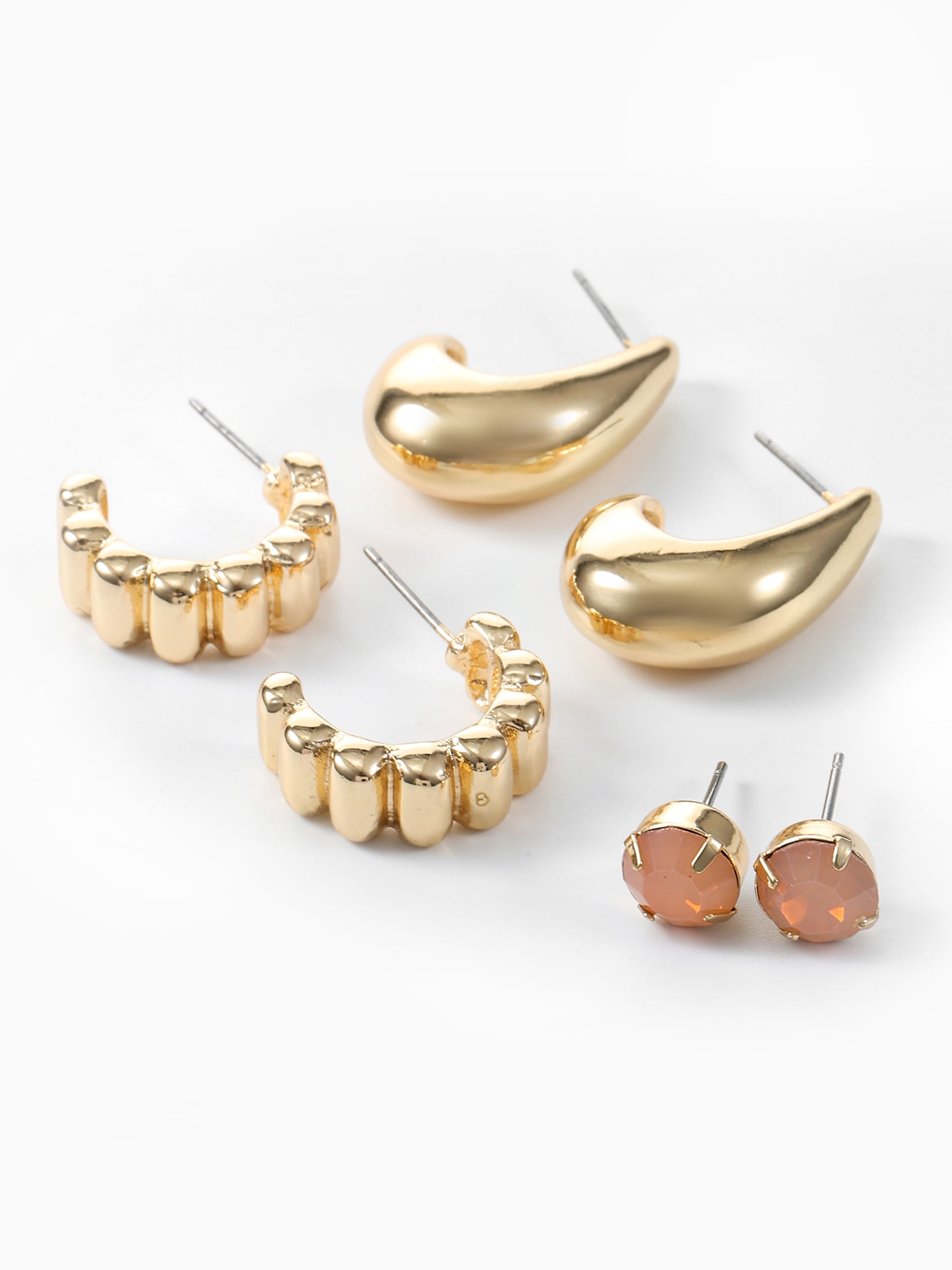 Time and Tru Goldtone 3 Pair Earrings Set