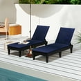 thumbnail image 2 of Gymax Lot de 2 Chaises Longues de Patio Inclinables avec Dossier Réglable à 3 Positions et Coussin Noir et Bleu, 2 of 10