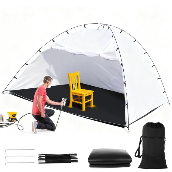 Extra Large Portable Paint Booth Tent with Storage Bag, 118.1"x 118.1"x 78.7" Spray Paint Tent with Built-in Floor, Full Enclosed Design, Painting Tent Station for Furniture DIY Hobby Tool