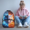 thumbnail image 2 of Garronmavis Fire Ice Wolf 17-inch Large Capacity Kids School Backpack, Multi-Pocket Elementary Student Bookbag with Adjustable Shoulder Straps, Suitable for Boys Girls Daily School, 2 of 8