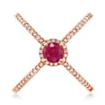 thumbnail image 2 of Gem Stone King 1.37 Ct Round Red Ruby 18K Rose Gold Plated Silver Criss Cross X Ring (Size 5), 2 of 5