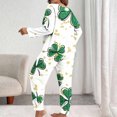thumbnail image 4 of CLOISE Women Sleepwear Pajamas Set Plus Size St Patricks Day Pjs Sets Long Sleeve Tops and Pant Green Leaves Lounge Set 2 Piece Pajamas Green, 4 of 6