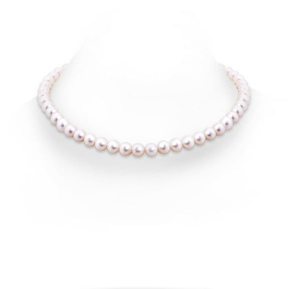 ANGARA 18" Freshwater Cultured Pearl Single Line Princess Strand in 14K White Gold for Women | June Birthstone, Birthday, Anniversary, Jewelry Gift for Women | Pearl Necklace