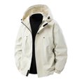 thumbnail image 2 of RYDCOT Men's Waterproof Solid Color Long Sleeved Hooded Workwear Jacket for Outdoor Hiking Climbing Traveling White XXL(XXL), 2 of 9