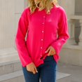 thumbnail image 4 of DHFJKG Cardigan Sweaters For Women Knitted Round Neck Long Sleeve Button Down Shirts Blouse Sweater Casual Fall Spring Lightweight Trendy Outerwear, 4 of 7