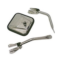 Rugged Ridge by RealTruck Door Mirror Head for Jeep CJ | Right, CJ-Style, Stainless Steel | 11006.02 | Compatible with 1955-1986 Jeep CJ