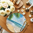 thumbnail image 2 of Summer Beach Round 13 Inch Placemats Set of 8, Coastal Ocean Tropical Palm Trees HeatResistant Non Slip Place Mats for Dining Table, Wipeable Braided Kitchen Table Mats for Housewarming, 2 of 9