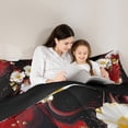 thumbnail image 5 of Homewish Black Red Marble Floral Queen Comforter Set, Modern Artwork Bedding Sets, Chic Abstract Mabrbling Reversible Bedding Comforter Set, Lightweight Room Decor, 3-Piece, 5 of 8