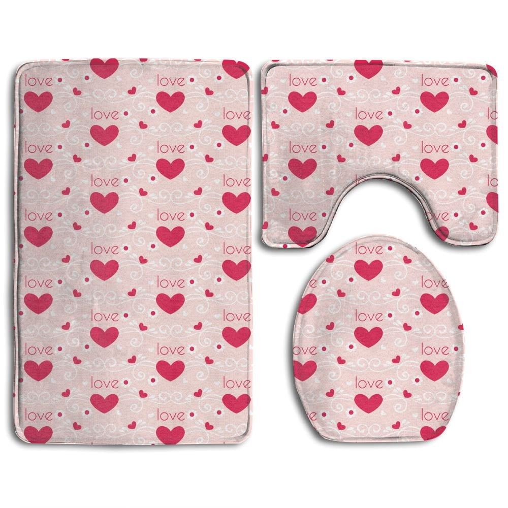 GOHAO Hearts Love Valentines Day Awesome 3 Piece Bathroom Rugs Set Bath